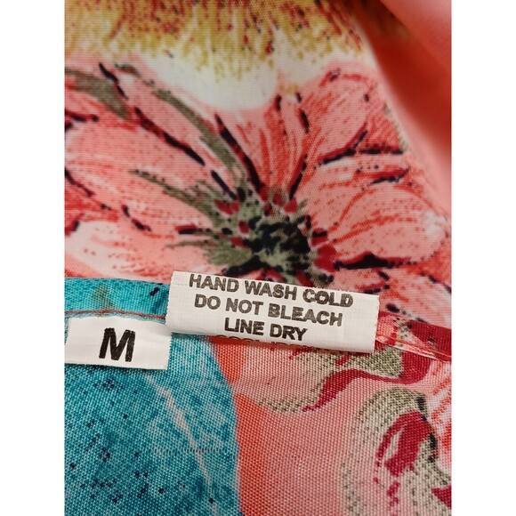 Wrap Skirt Reversible Women Floral Coral Blue Silk Blend Sz M - Picture 10 of 10